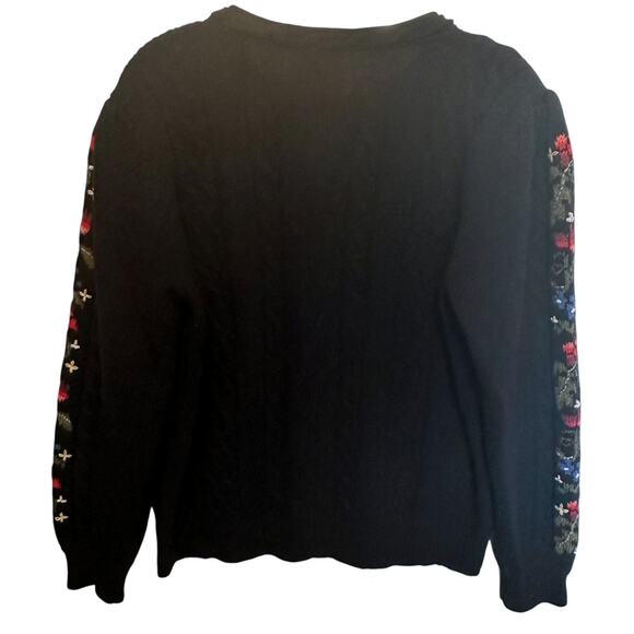 Susan Bristol Vintage Hand Embroidered Wool Sweater Womens Sz 40 (Medium) Black - Picture 3 of 7